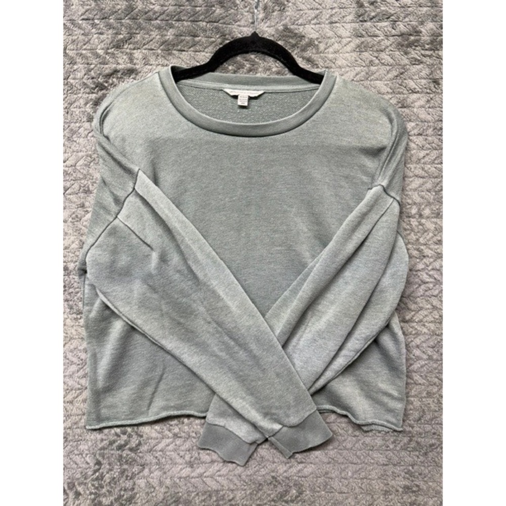 American Eagle Outfitters Sage Green Cropped Sleeve Sweatshirt Medium 0687
